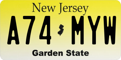 NJ license plate A74MYW