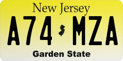 NJ license plate A74MZA