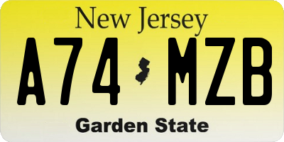 NJ license plate A74MZB