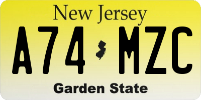 NJ license plate A74MZC