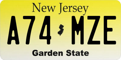 NJ license plate A74MZE