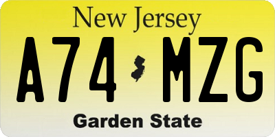 NJ license plate A74MZG