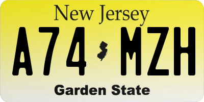 NJ license plate A74MZH
