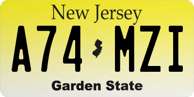 NJ license plate A74MZI