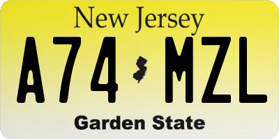 NJ license plate A74MZL