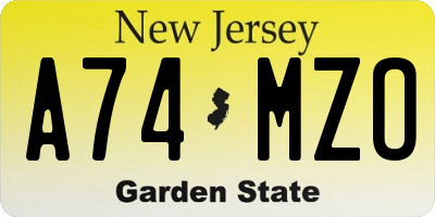 NJ license plate A74MZO