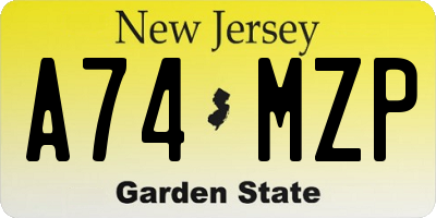 NJ license plate A74MZP