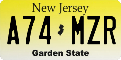 NJ license plate A74MZR