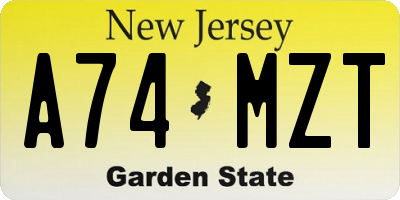 NJ license plate A74MZT