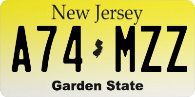 NJ license plate A74MZZ