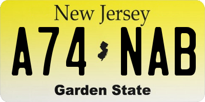 NJ license plate A74NAB