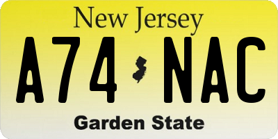 NJ license plate A74NAC