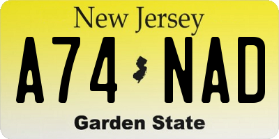 NJ license plate A74NAD