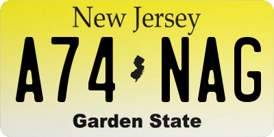 NJ license plate A74NAG