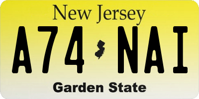 NJ license plate A74NAI