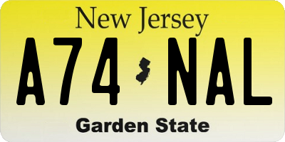 NJ license plate A74NAL