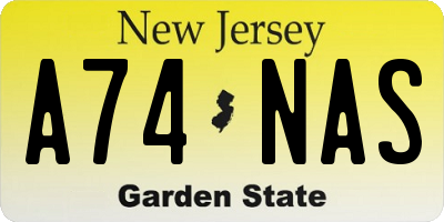 NJ license plate A74NAS