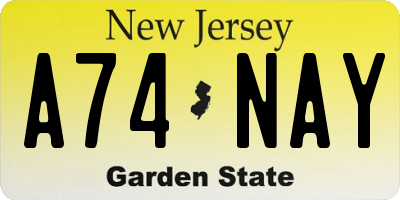 NJ license plate A74NAY