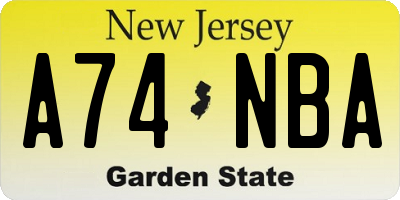 NJ license plate A74NBA