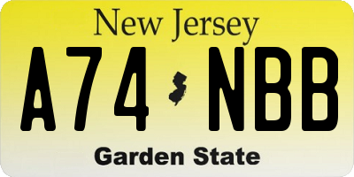 NJ license plate A74NBB