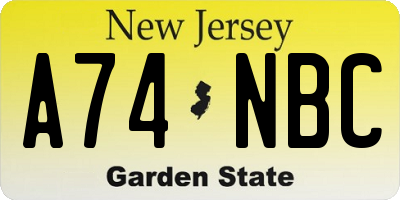 NJ license plate A74NBC