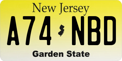 NJ license plate A74NBD
