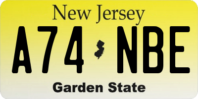 NJ license plate A74NBE