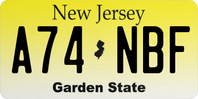NJ license plate A74NBF