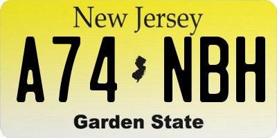 NJ license plate A74NBH
