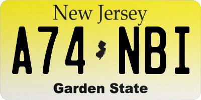 NJ license plate A74NBI