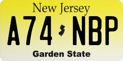 NJ license plate A74NBP