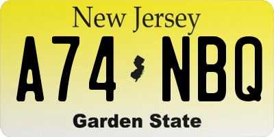 NJ license plate A74NBQ