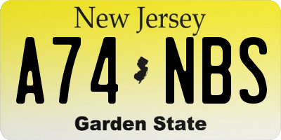 NJ license plate A74NBS