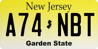 NJ license plate A74NBT