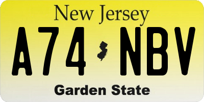 NJ license plate A74NBV