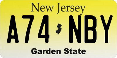 NJ license plate A74NBY