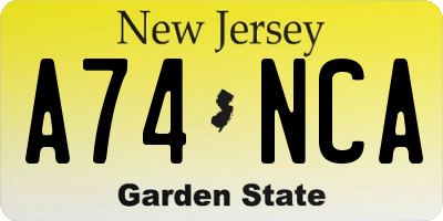 NJ license plate A74NCA