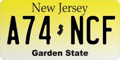 NJ license plate A74NCF