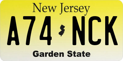 NJ license plate A74NCK