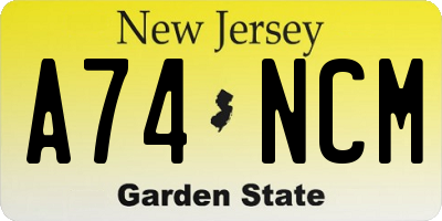 NJ license plate A74NCM