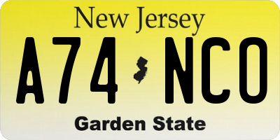 NJ license plate A74NCO