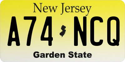 NJ license plate A74NCQ