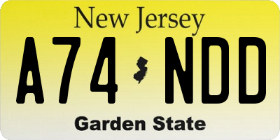 NJ license plate A74NDD