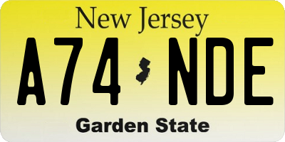 NJ license plate A74NDE