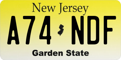 NJ license plate A74NDF