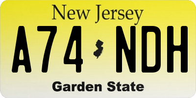 NJ license plate A74NDH