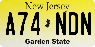 NJ license plate A74NDN