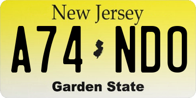 NJ license plate A74NDO