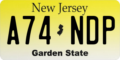 NJ license plate A74NDP