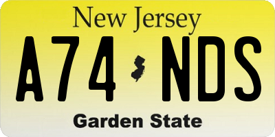NJ license plate A74NDS